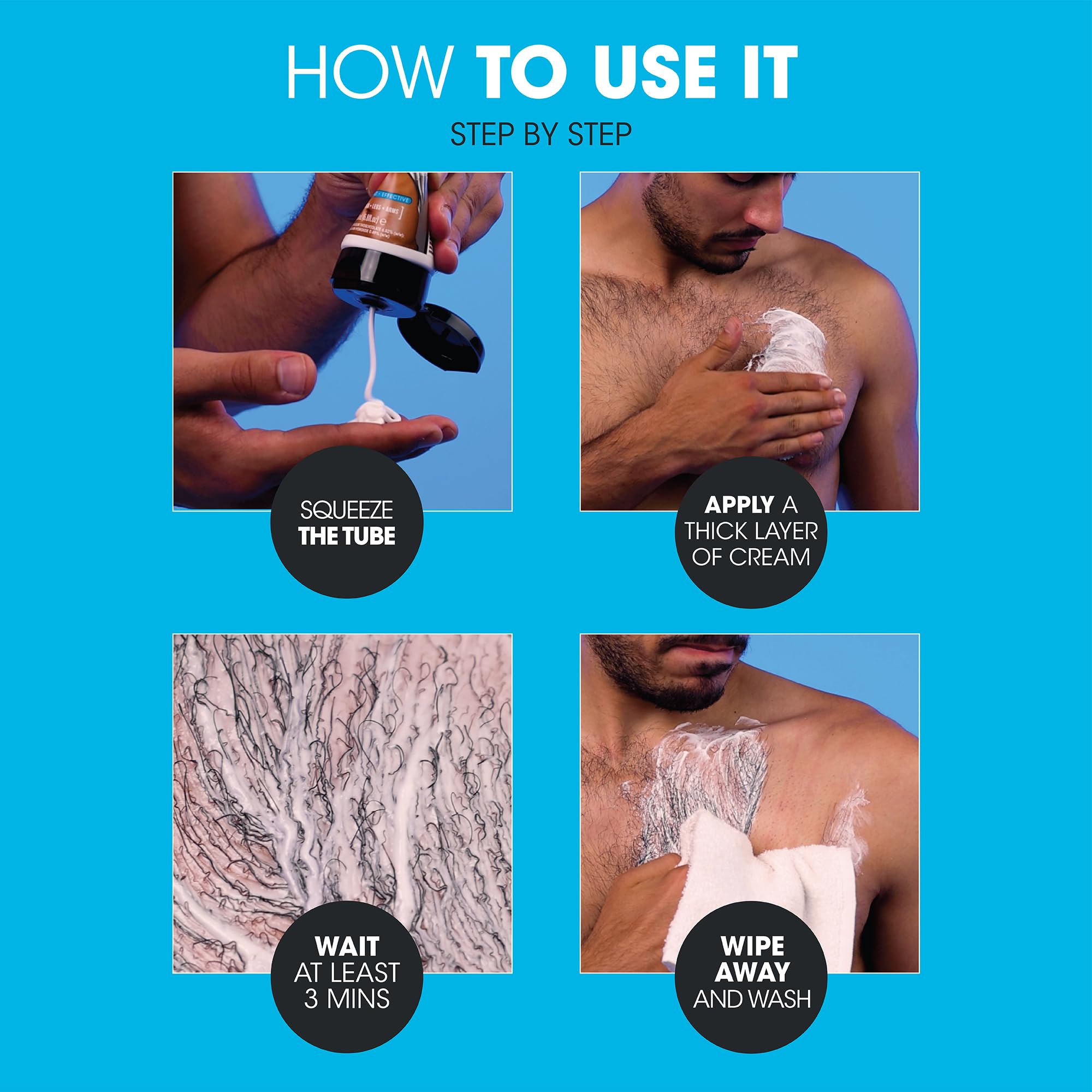 Nad's For Men cream on chest delivering even hair removal results.