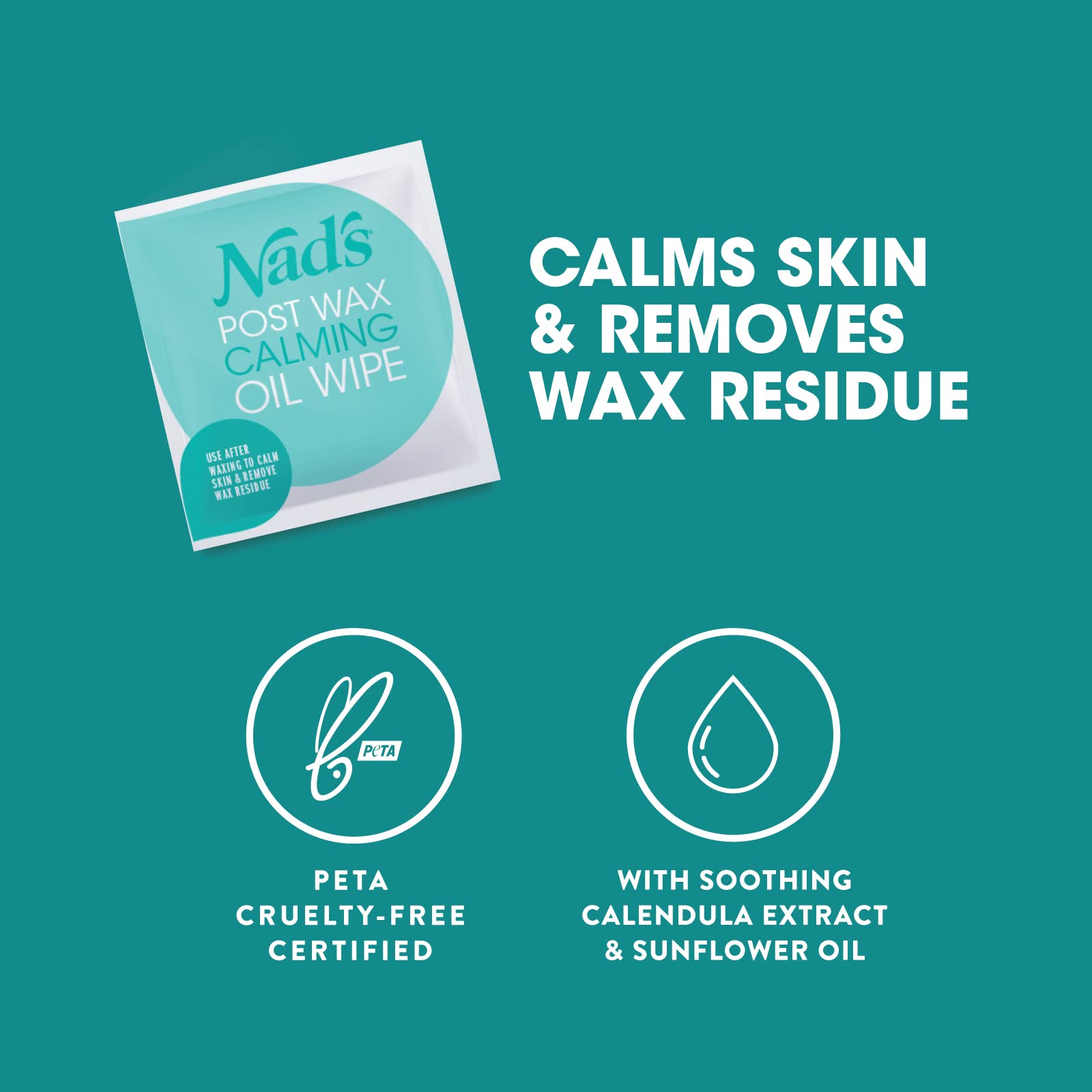 Nad's post-wax wipes leave skin calm and comfortable after use.