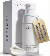 NAELI Retinoid Night Cream bottle close-up for nightly skincare routine