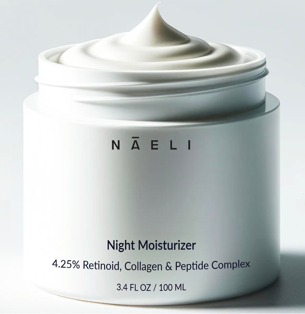 NAELI Retinoid Night Cream bottle promotes firmer, smoother skin overnight.