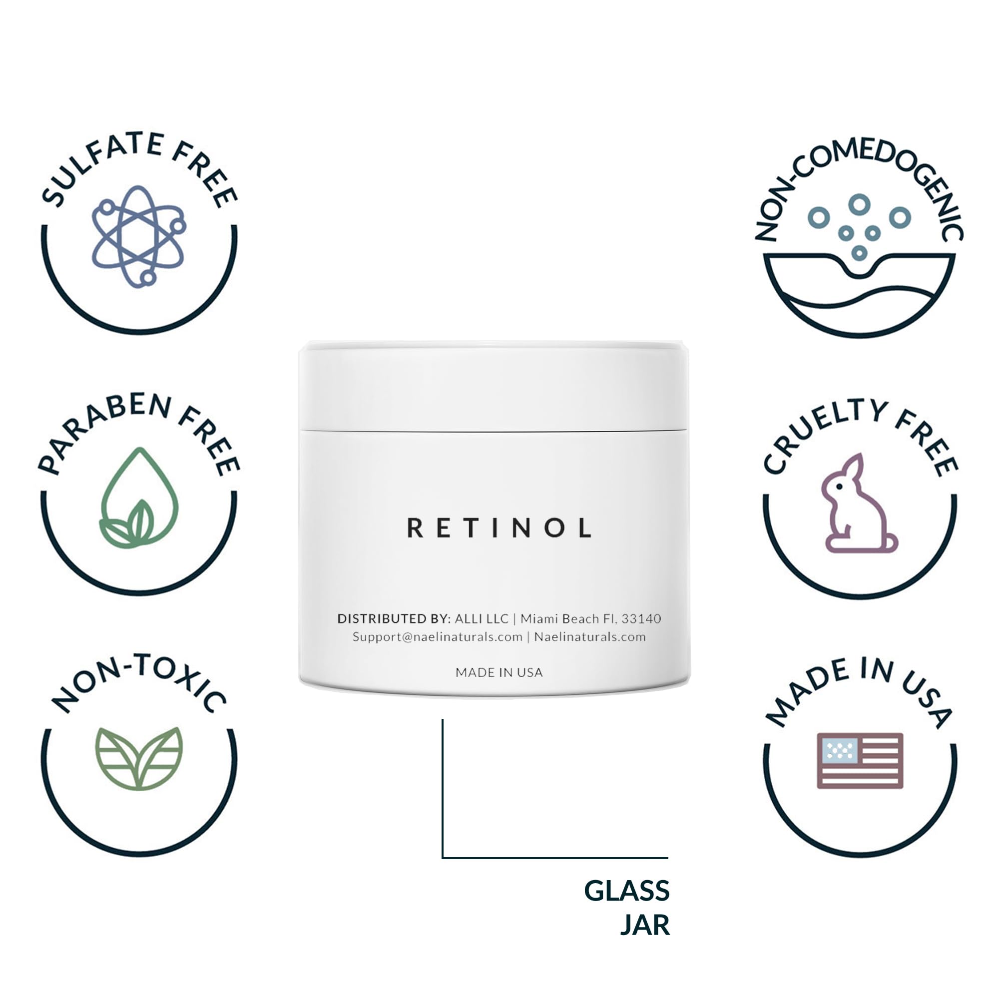 NAELI Retinoid Night Cream jar closeup highlighting creamy texture.