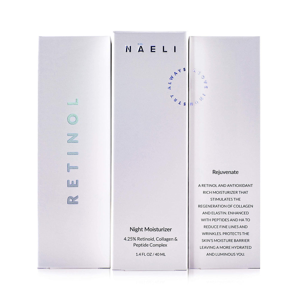 NAELI USA-made label on anti aging night cream packaging