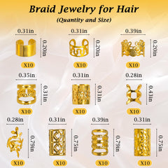 Nafaboig anillos para dreadlocks en oro, decoración duradera