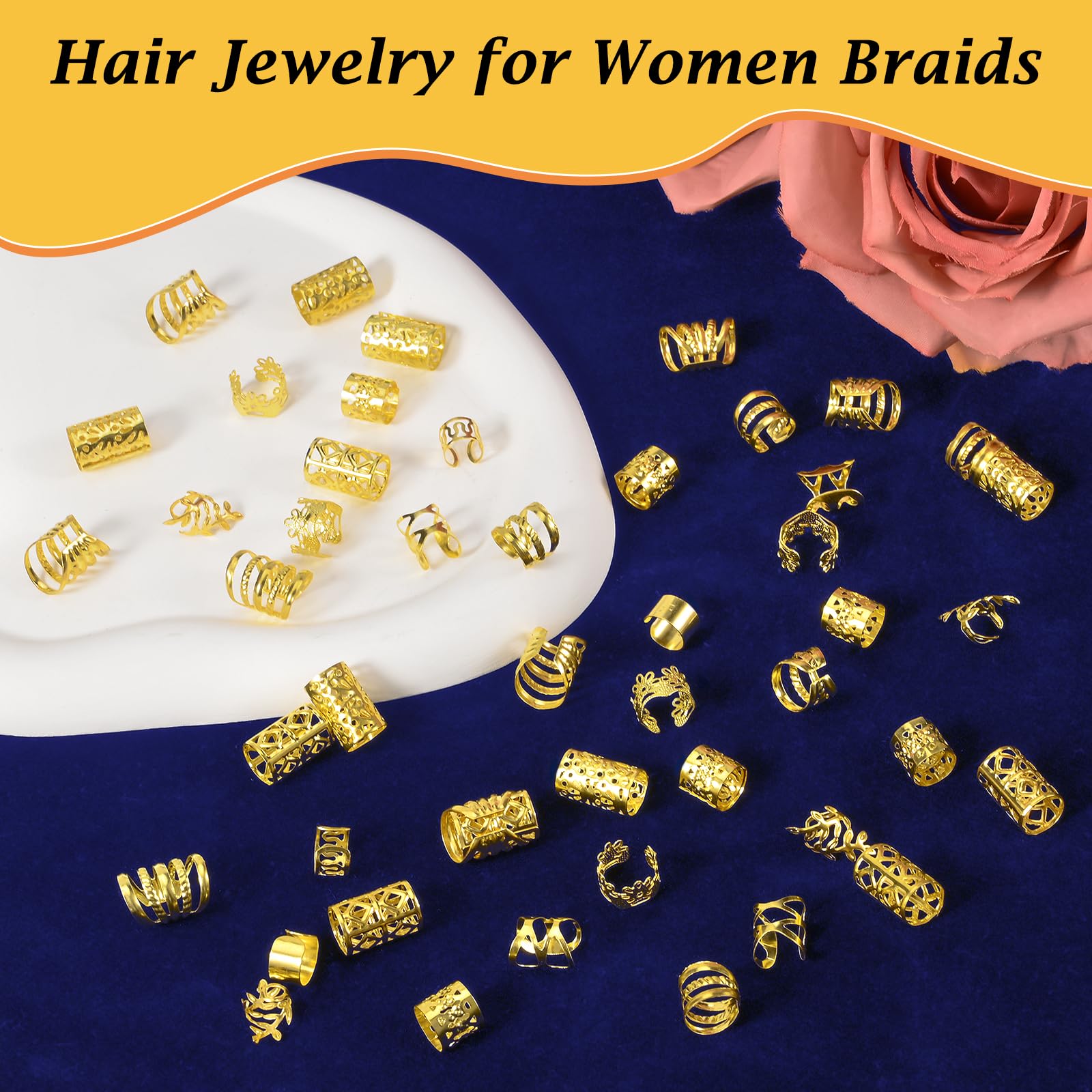 Nafaboig pulseras para cabello dorado, ideales para trenzas y peinados variados