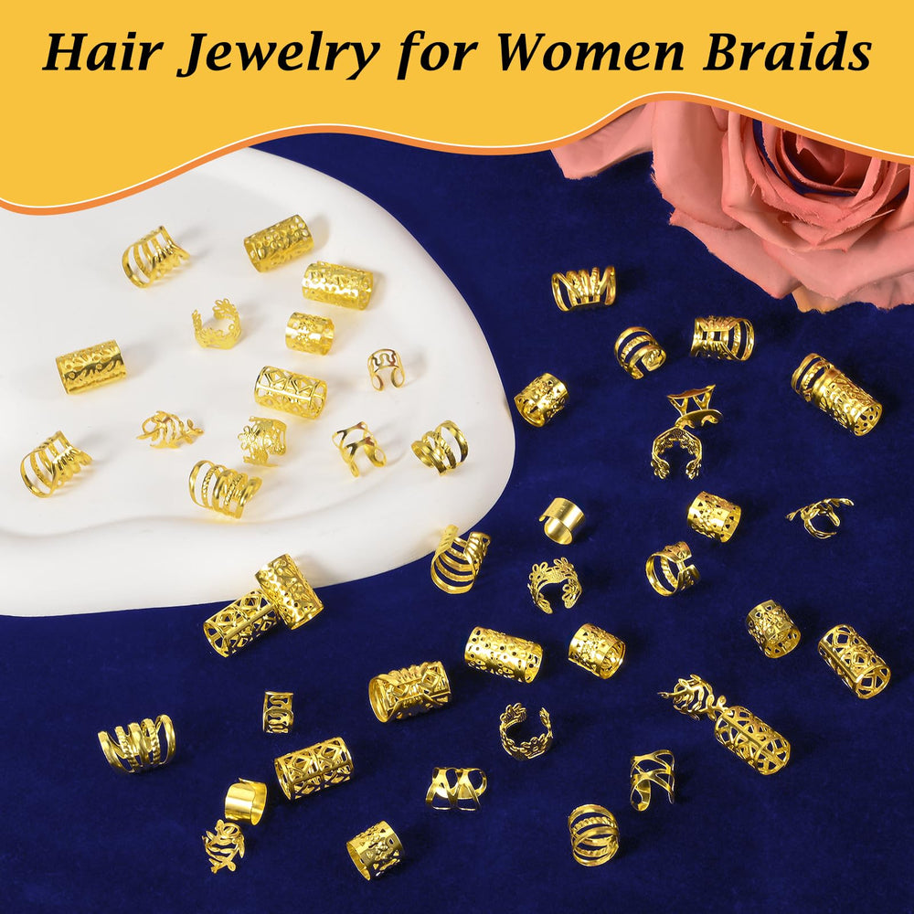 Nafaboig pulseras para cabello dorado, ideales para trenzas y peinados variados