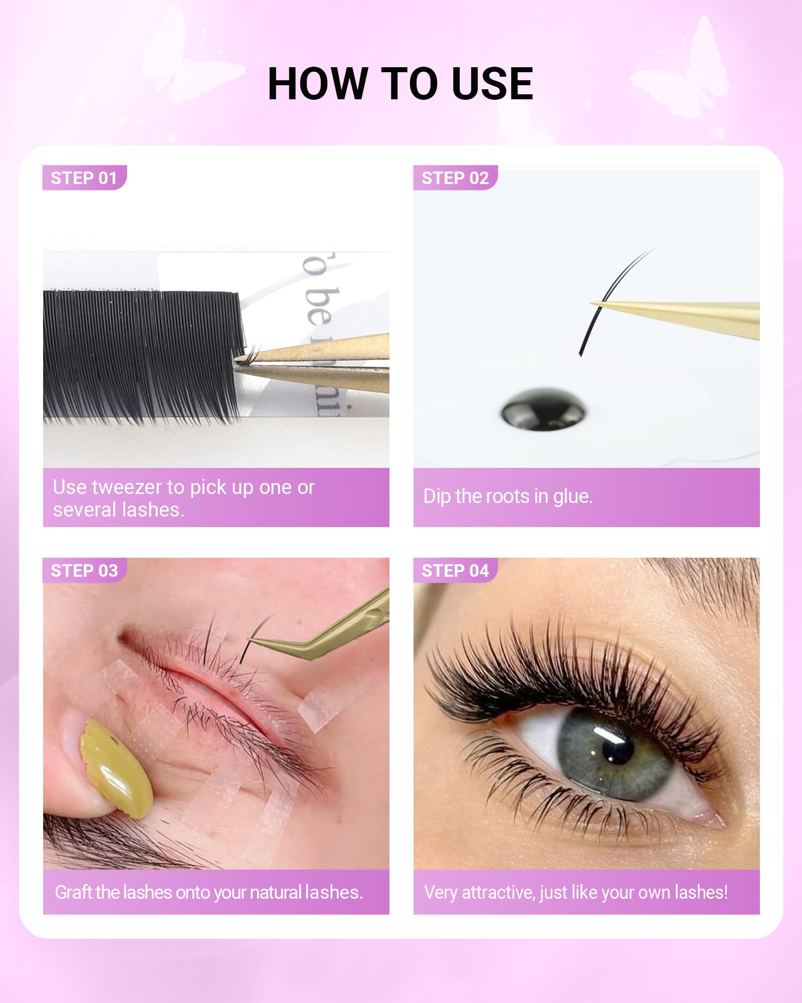 NAGARAKU individual lashes easy to apply for quick extensions.