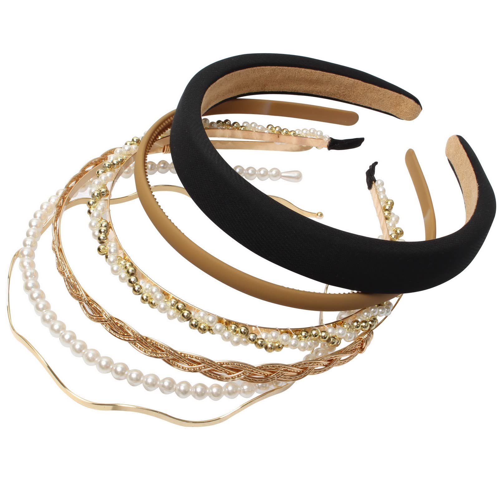 Diadema de metal dorado de naibirdr, aro elegante para looks diarios.