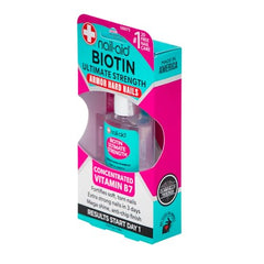 Brush applying two coats of Nail-Aid Biotin Ultimate Strength on nails.