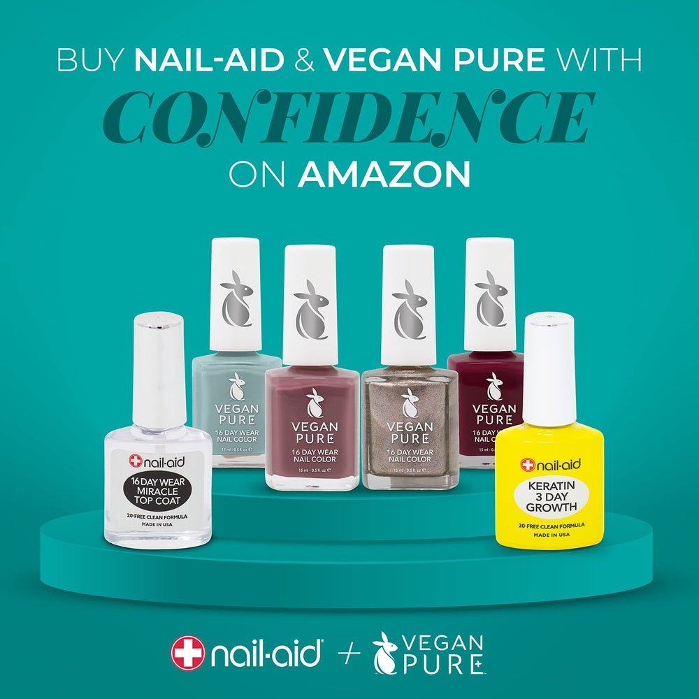 Nail-Aid Biotin Ultimate Strength packaging on a vanity with manicure tools.