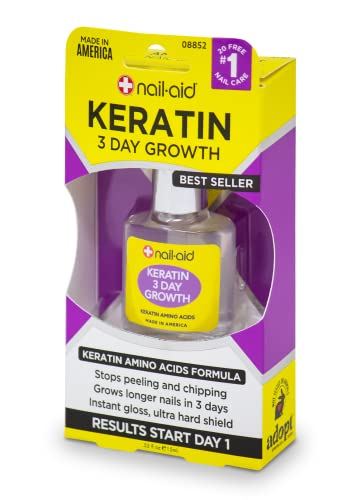 Nail-Aid Keratin 3 Day Growth application brush illustrates easy strengthening use.
