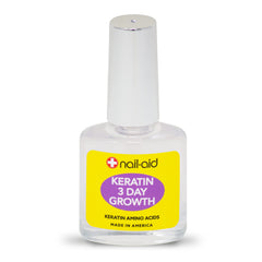 Nail-Aid Keratin 3 Day Growth glossy finish on bare nails with natural shine.