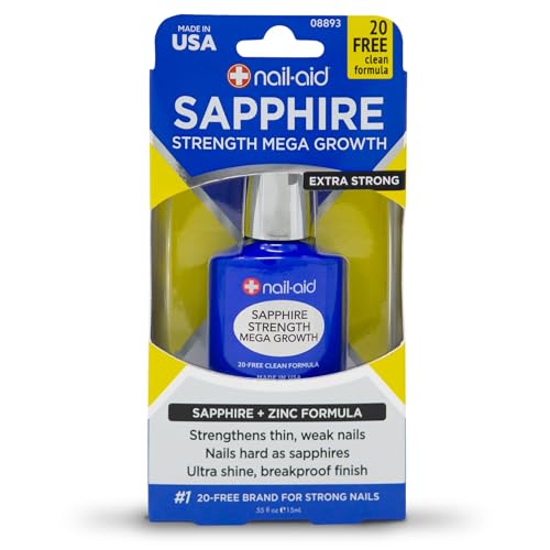 Nail-Aid Sapphire Strengthener: aplicación con pincel fortaleciendo uñas.