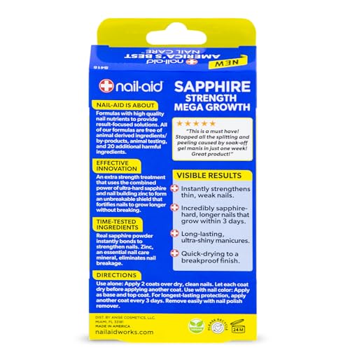 Nail-Aid Sapphire Strengthener: secado rápido para acabado duradero.