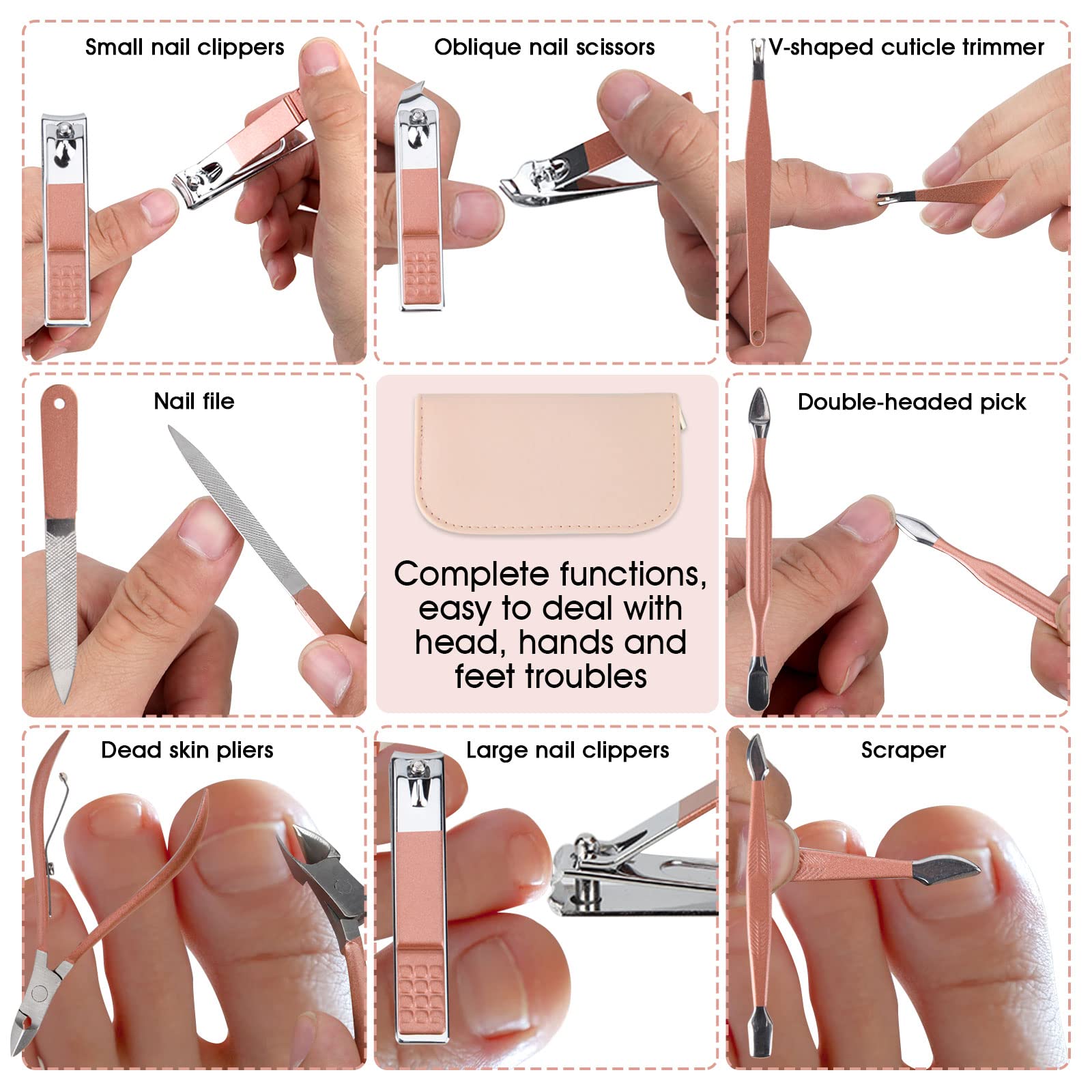 Nail Clippers and Beauty Tool 12 in 1 nails eyebrows skin care versatility