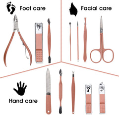 Nail Clippers and Beauty Tool 12 in 1 rose gold finish adds durability