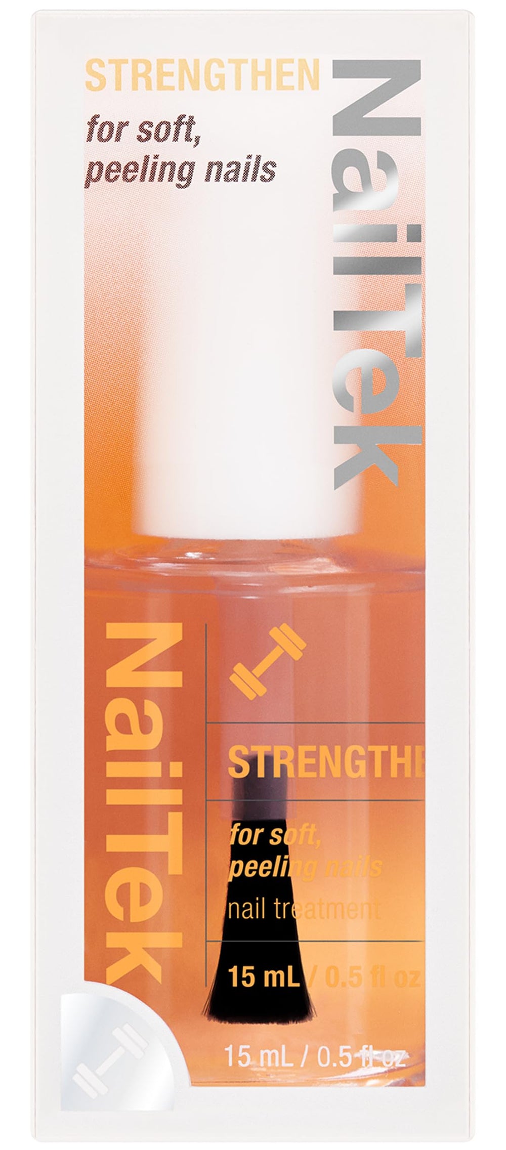 Nail Tek Formula 2 con brocha de aplicación precisa para una cobertura limpia.