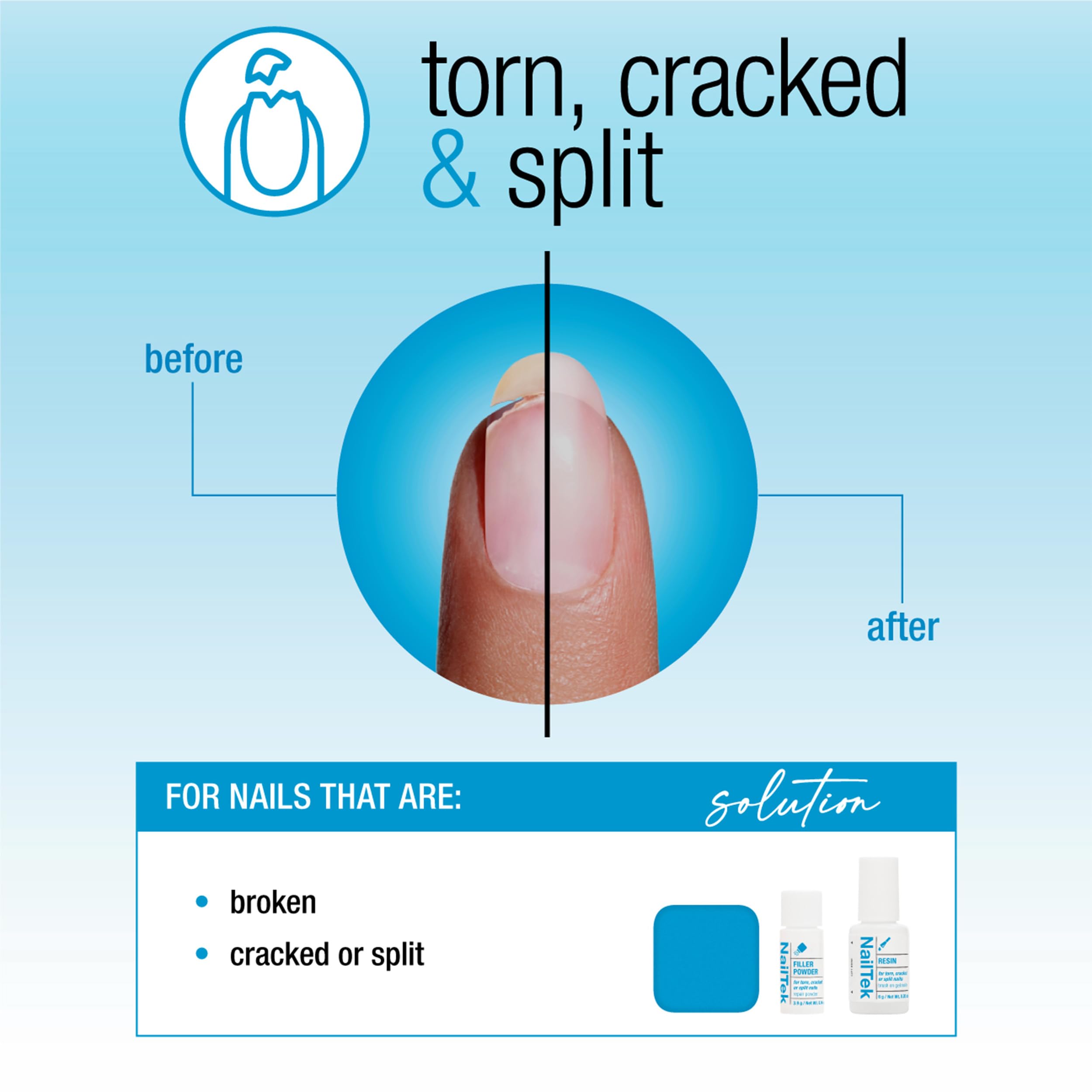 Nail Tek Polvo relleno: rellena grietas y mejora la fortaleza de uñas frágiles.
