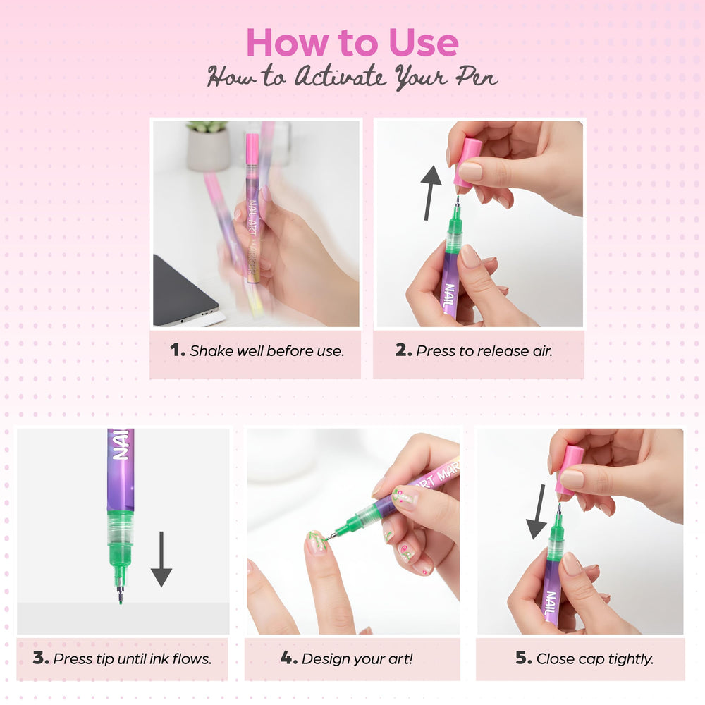 Nail Art Pen Set ideal for multi-surface crafts and nails