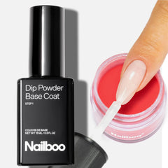 Nailboo capa superior dip: acabado brillo y terminación lisa.