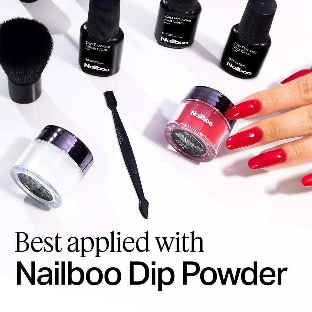 Nailboo No-UV-Lamp image emphasizes lamp-free curing and convenience.