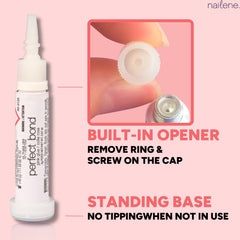 Nailene Perfect Bond Glue being applied to the nail for a thin layer.