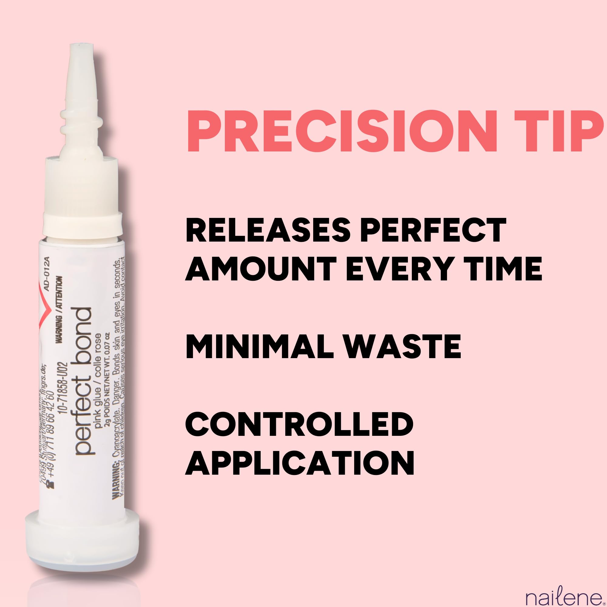 Nailene Perfect Bond Glue precision tip for controlled application.