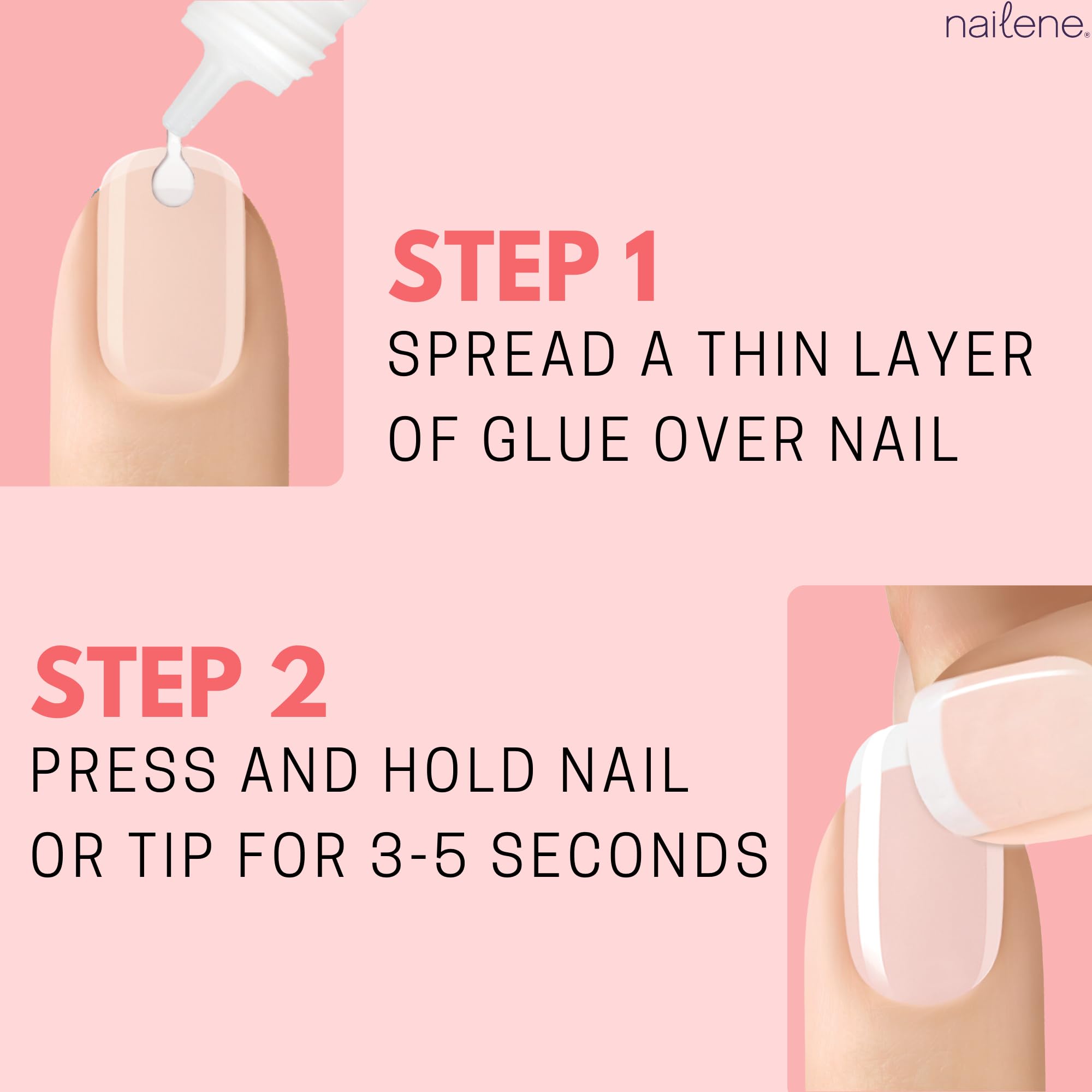 Nailene Perfect Bond Glue drop applied to a damaged nail for repair.