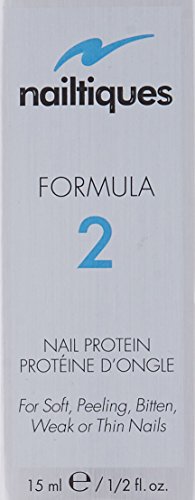 Nailtiques Formula 2 bottle with brush demonstrates easy daily nail care.