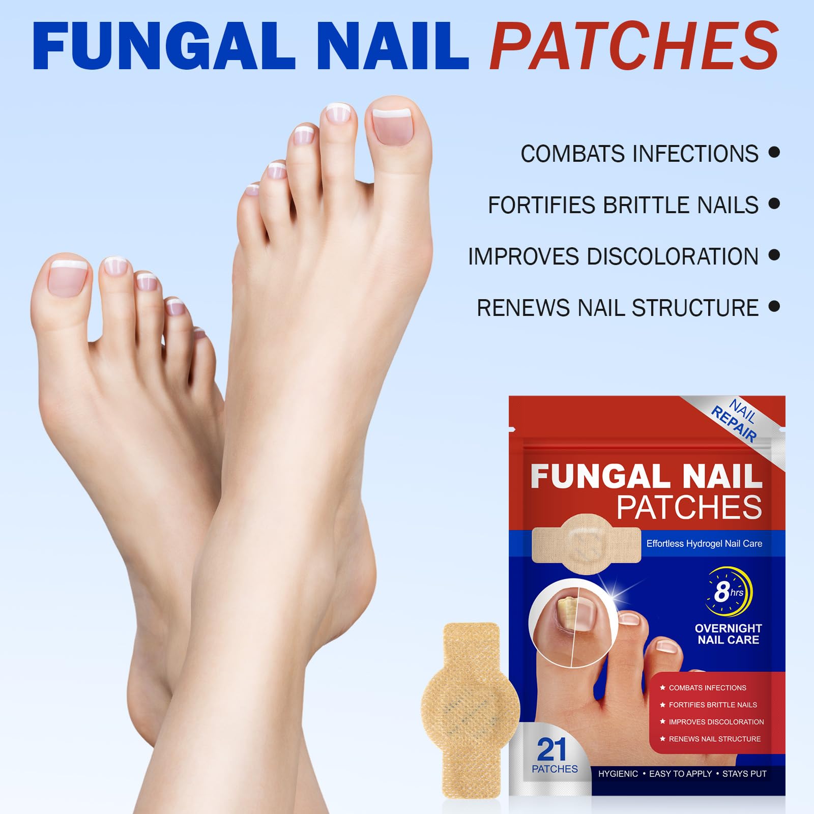 Parches hidrogel para uñas, reparación profunda de uñas dañadas.