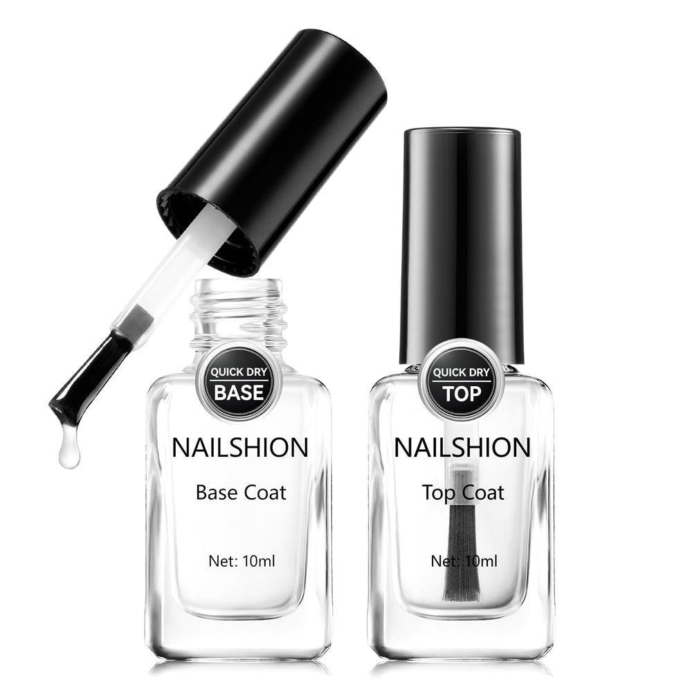 Nailshion base coat bottle close-up highlighting vegan formula for nails.
