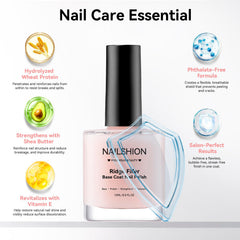 Nailshion Ridge Filler Base Coat, reparación de uñas dañadas para mayor fortaleza natural.