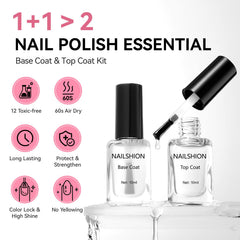 Nailshion top coat bottle close-up showing high-gloss finish.