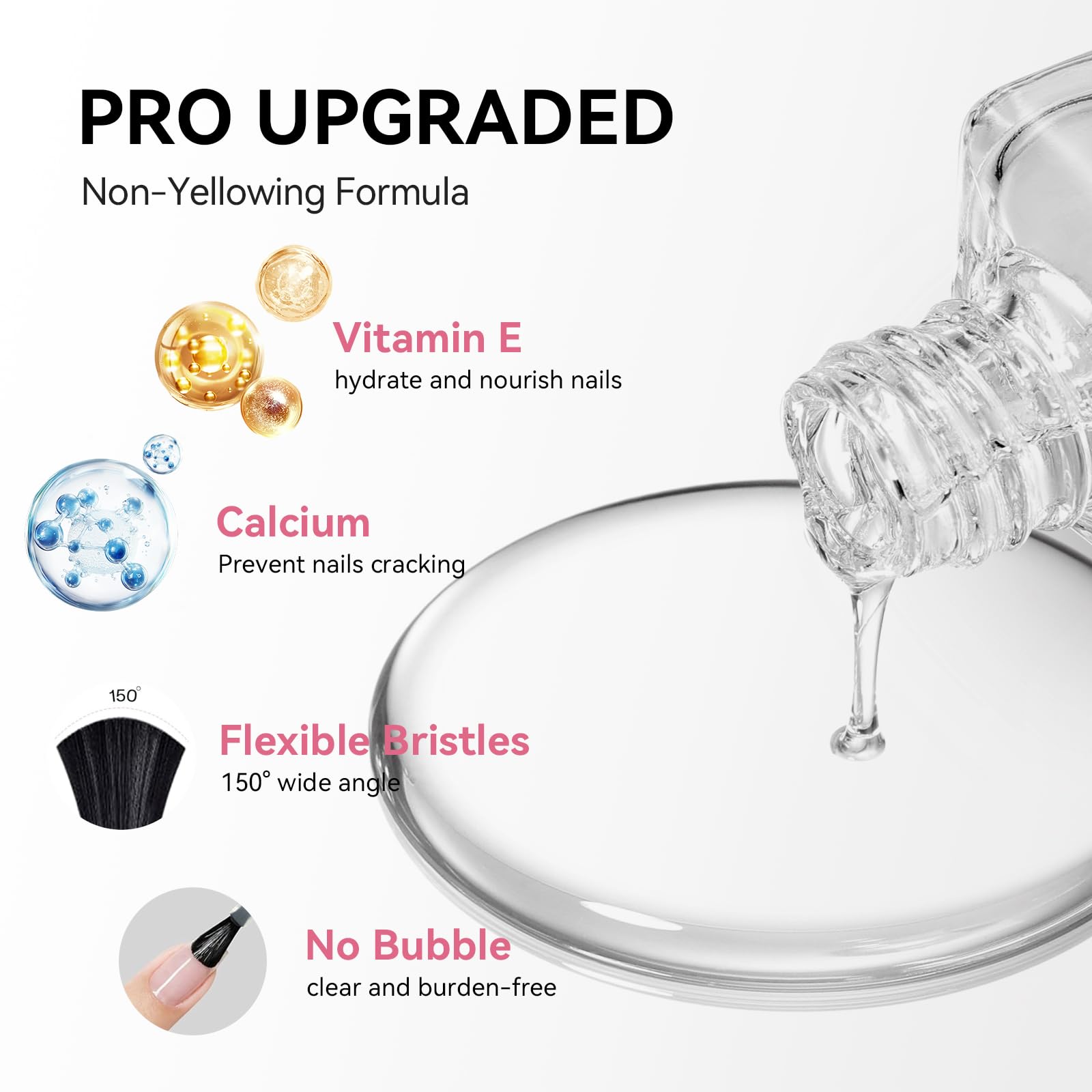 Nailshion vegan ingredients illustration emphasizing vitamin E and calcium.