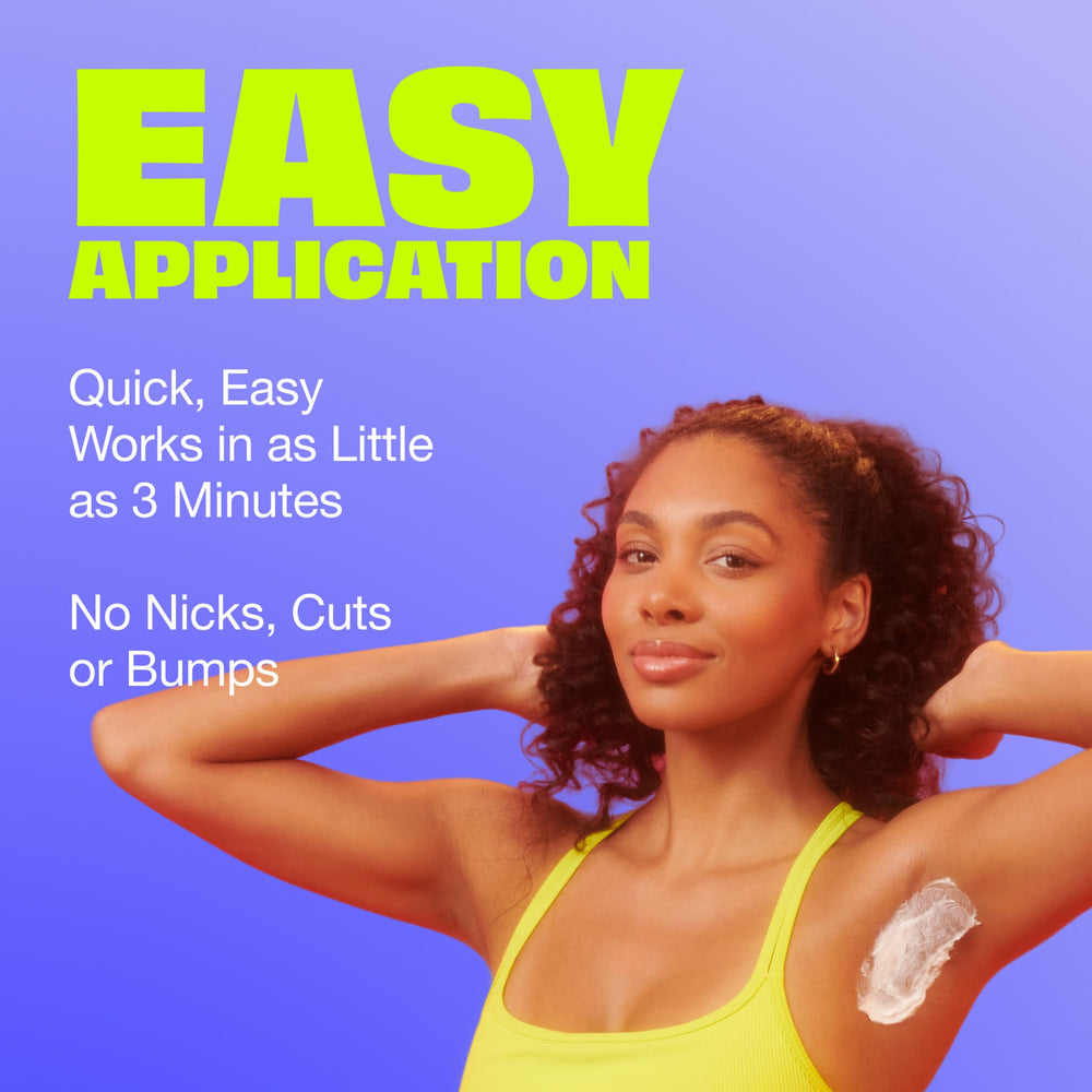 3-minute wait time shown for Nair hair remover application