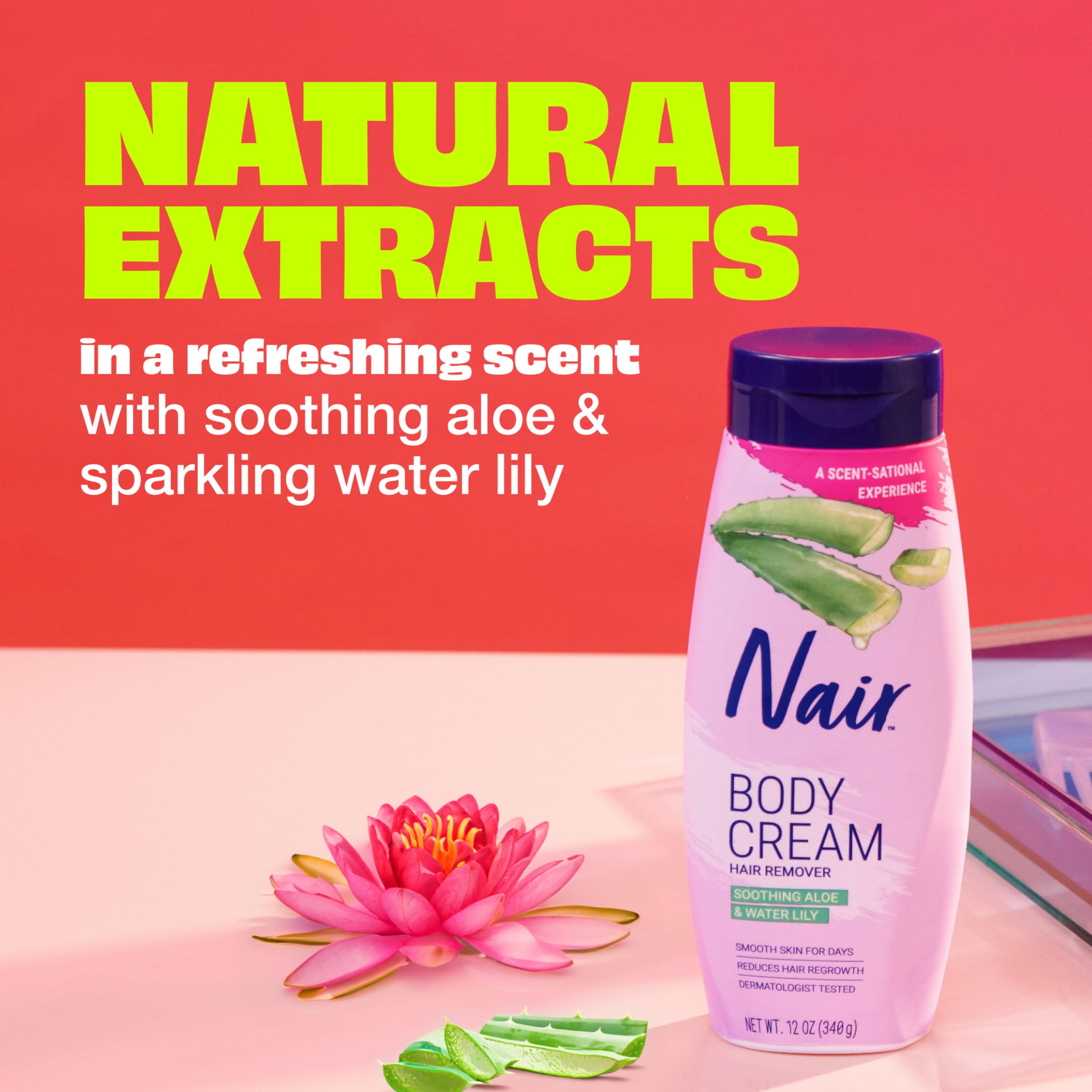 Nair Body Cream Hair Remover texture swatch showing quick 3-minute removal.