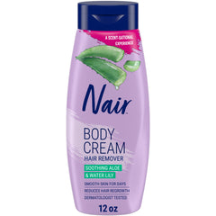 Nair Body Cream Hair Remover bottle pour for easy, even application.