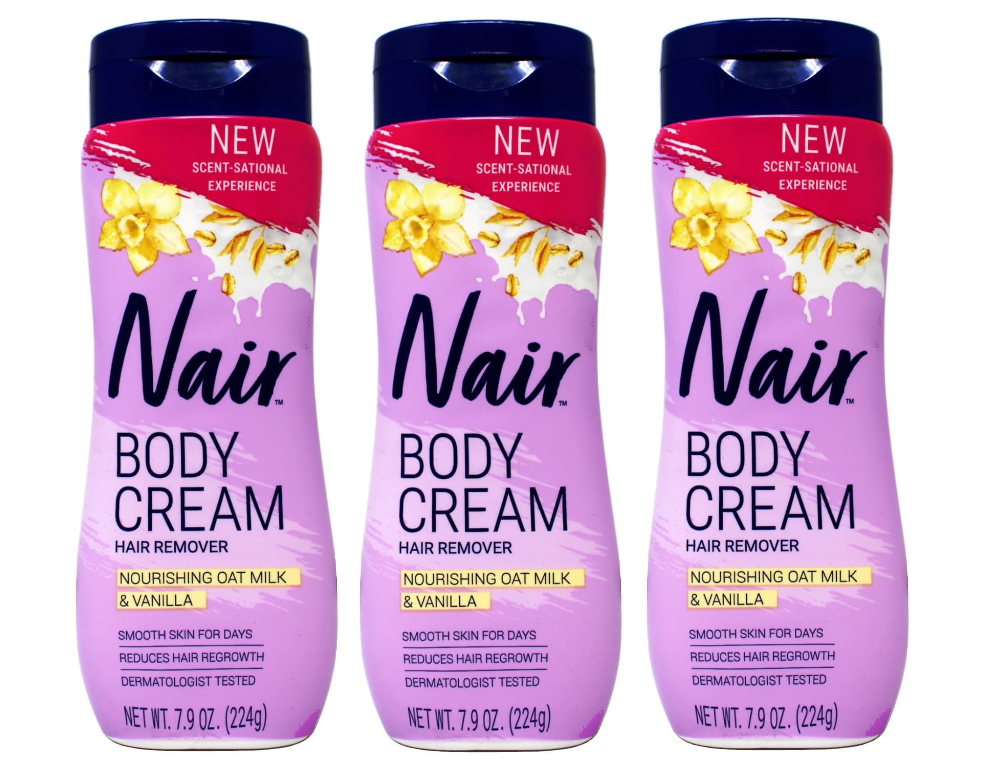Nair Body Cream Hair Remover jar showing nourishing oat milk for smoother skin