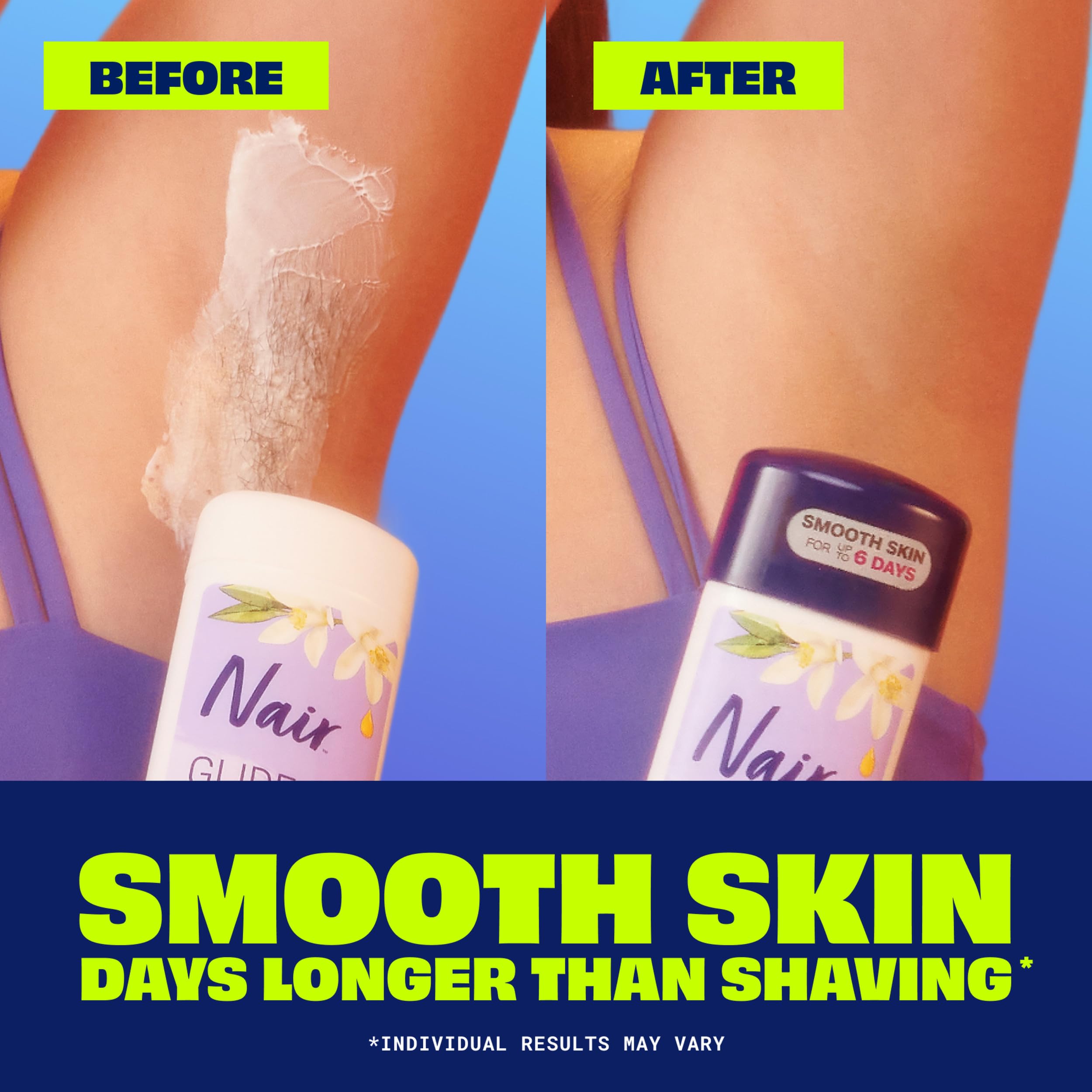 Nair Glide On arms-application shows easy coverage for upper limbs.