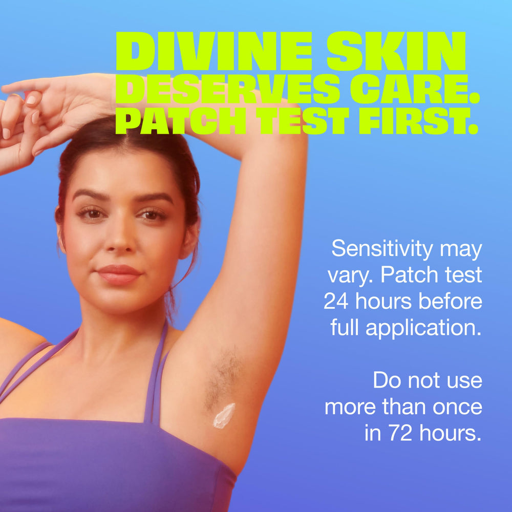 Nair Glide On underarms-application illustrates gentle zone treatment.