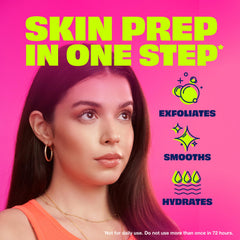 Nair hydrating formula with watermelon extract on a face image supports comfortable skin prep