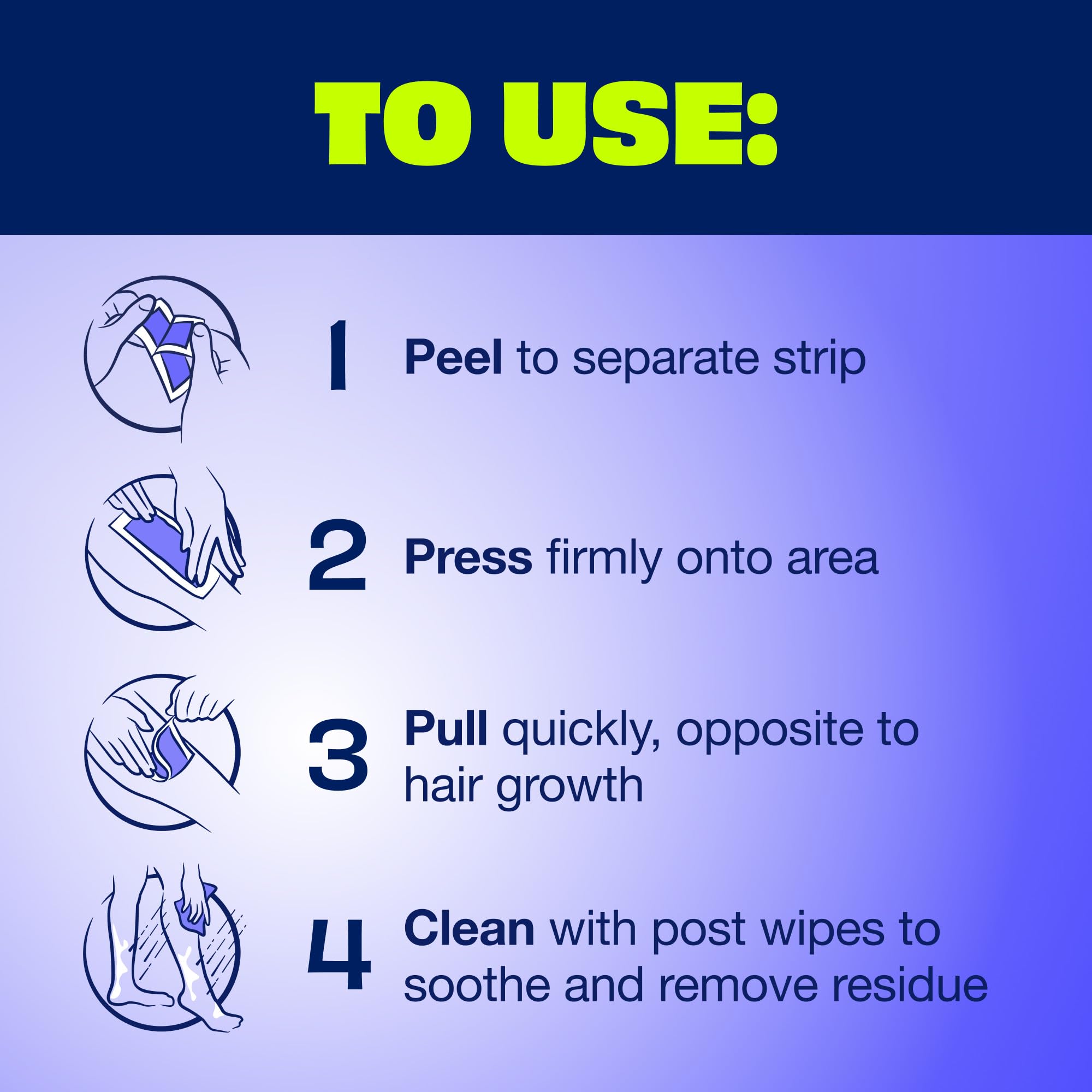 Nair wax strips in use deliver a mess-free, at-home waxing routine.