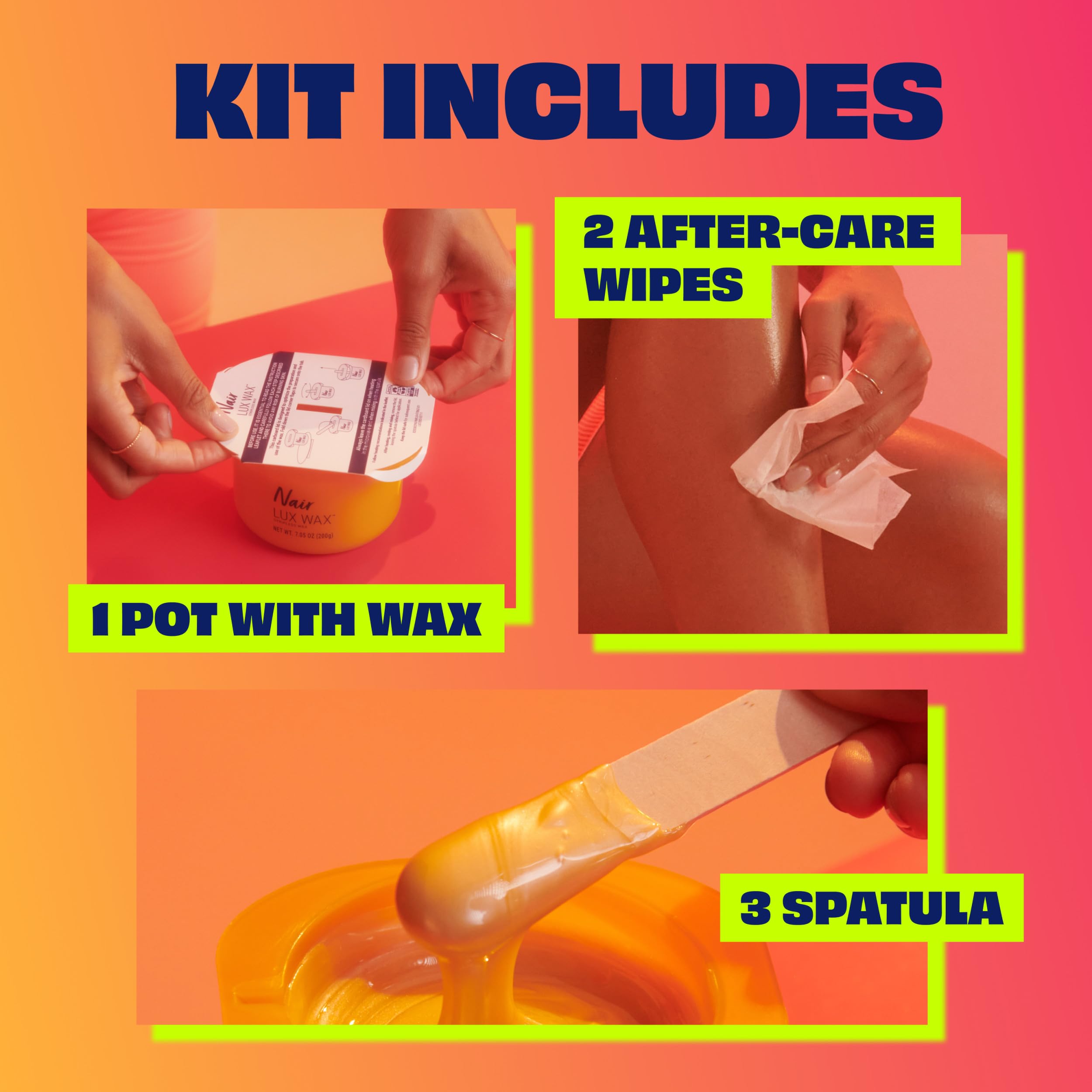 Nair Lux wax uses quick‑dry formula for efficient waxing.