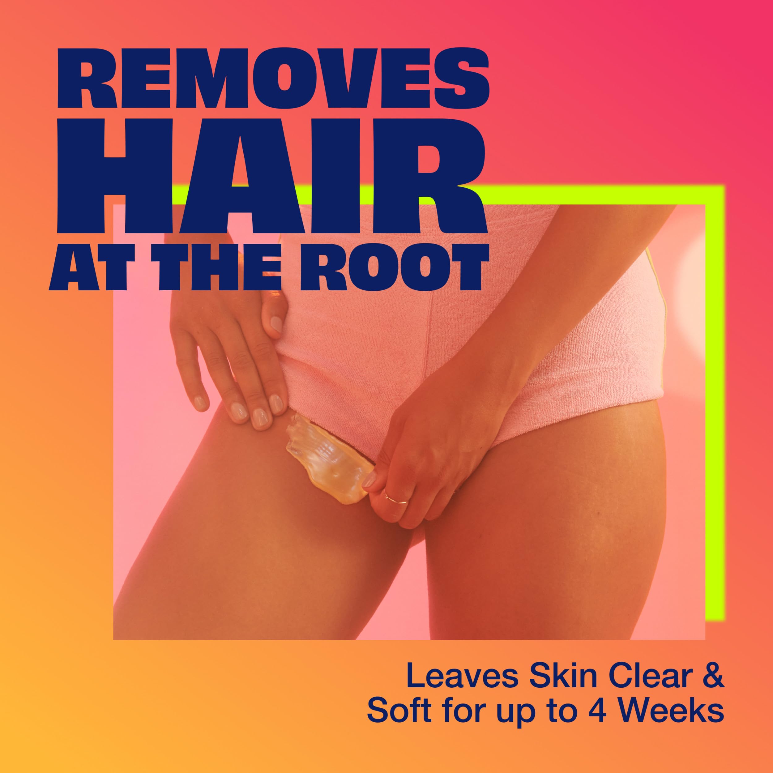 Nair Lux wax used on legs, underarms, and bikini areas.