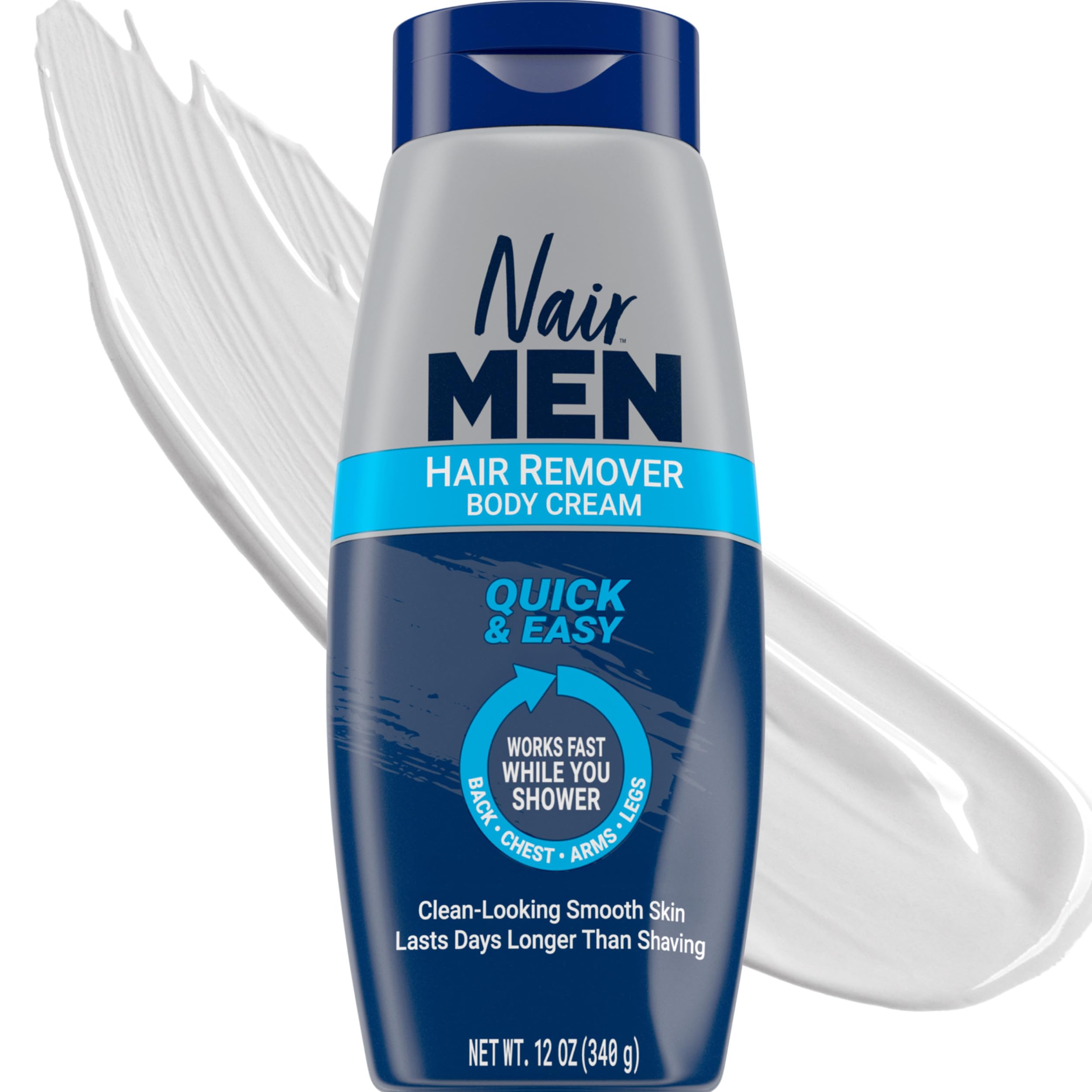 Nair Men Hair Remover Body Cream back area application for smooth skin.