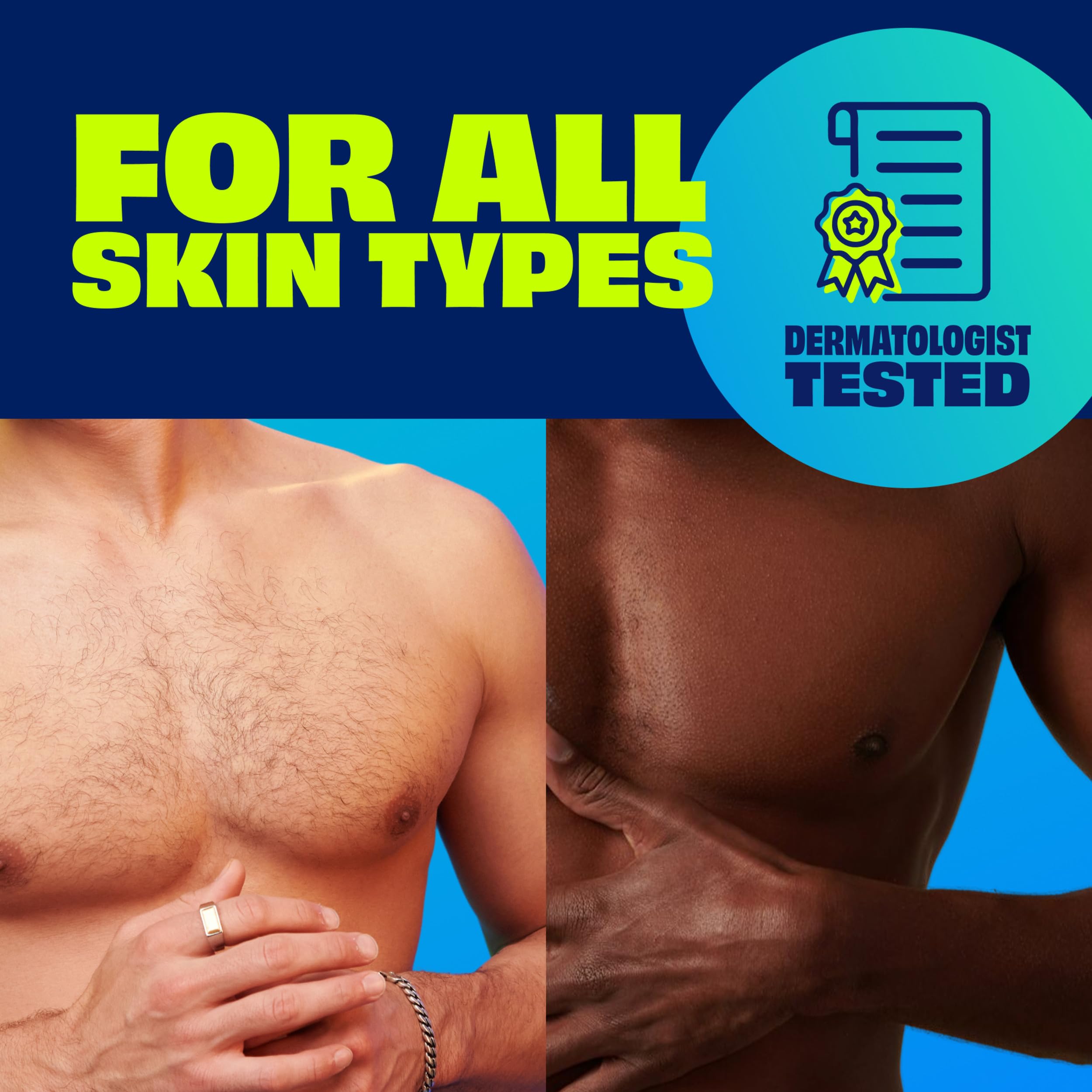 Nair Men Hair Remover Body Cream dermatologist-tested for all skin types.