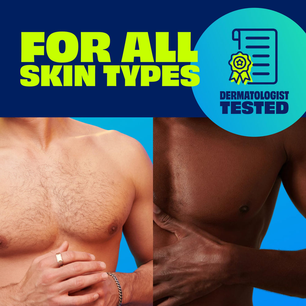Nair Men Hair Remover Body Cream dermatologist-tested for all skin types.