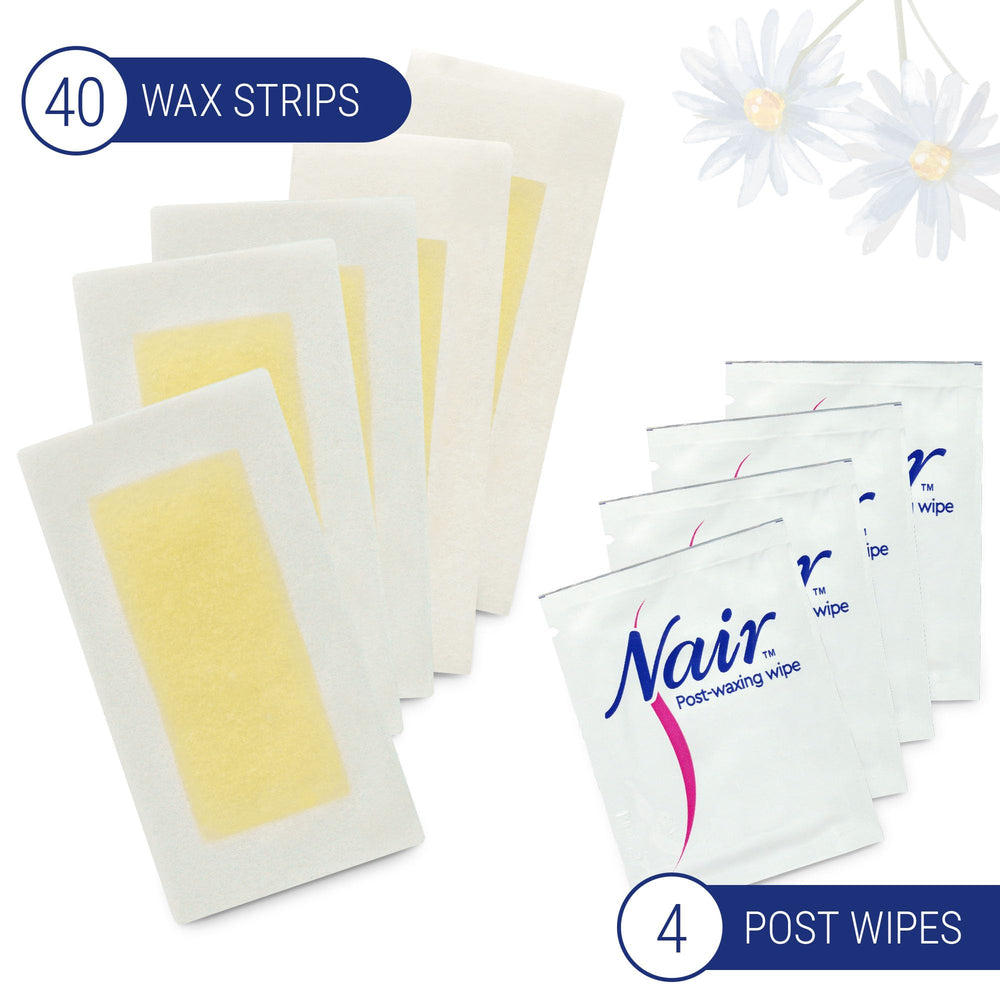 Nair post-wax soothing wipes shown for skin calming after use
