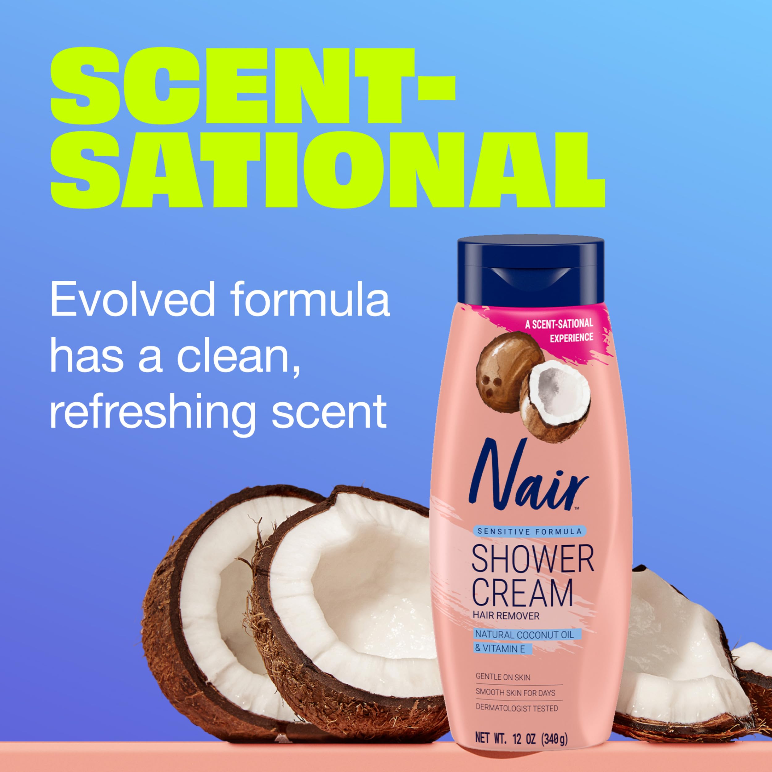 Nair Sensitive Formula Shower Cream for underarms demonstrates gentle hair removal