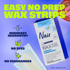 Nair Sensitive Wax Ready Strips for arms provide fast hair removal at home.