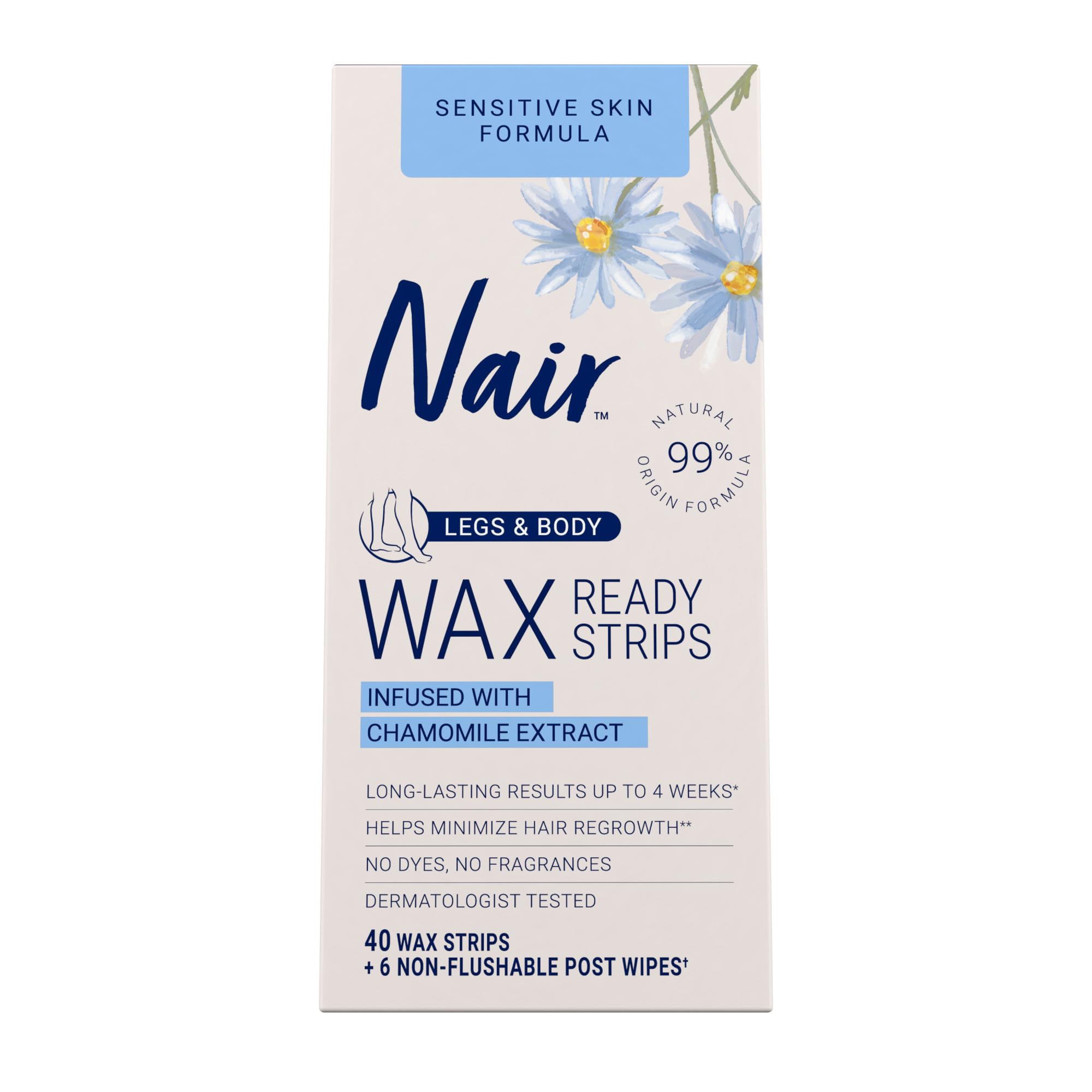 Nair Sensitive Wax Ready Strips for legs deliver smooth results without mess.